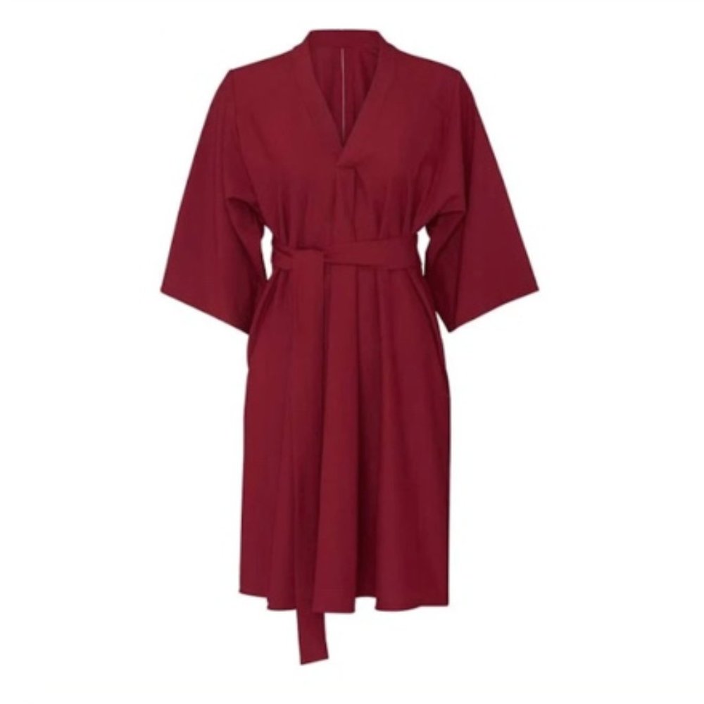 TOME NYC Size 2 V-Neck Belted Shift Dress Burgundy | Size 2